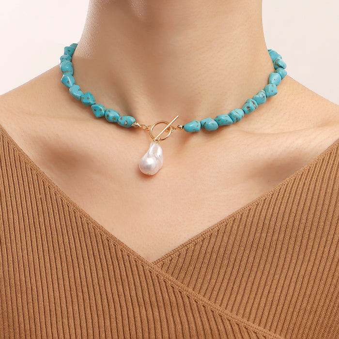 Wholesale Irregular Natural Turquoise Pearl Necklace