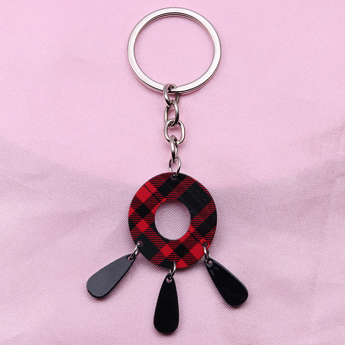 Wholesale Stainless Steel Round Geometric Splicing Hollow Tassel Keychain JDC-KC-MingM002