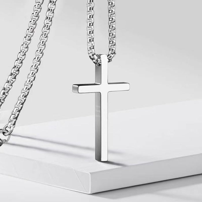 Wholesale Titanium steel cross necklace trendy and personalized smooth stainless steel pendant accessory