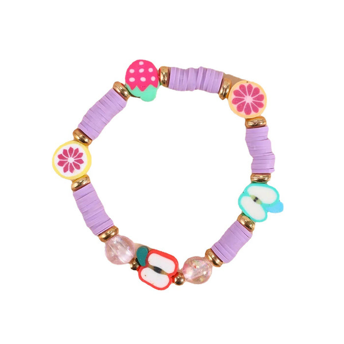 Wholesale Flower Fruit Soft y Bracelet  Simple Pink Princess Acrylic Beaded Handmade Material
