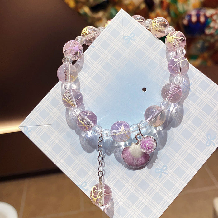 Wholesale Colorful Shell Flower Glass Beaded Bracelet - Kids Fashion Jewelry Accessory MOQ≥3