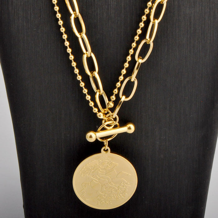 Wholesale  steel beauty head necklace sweater chain