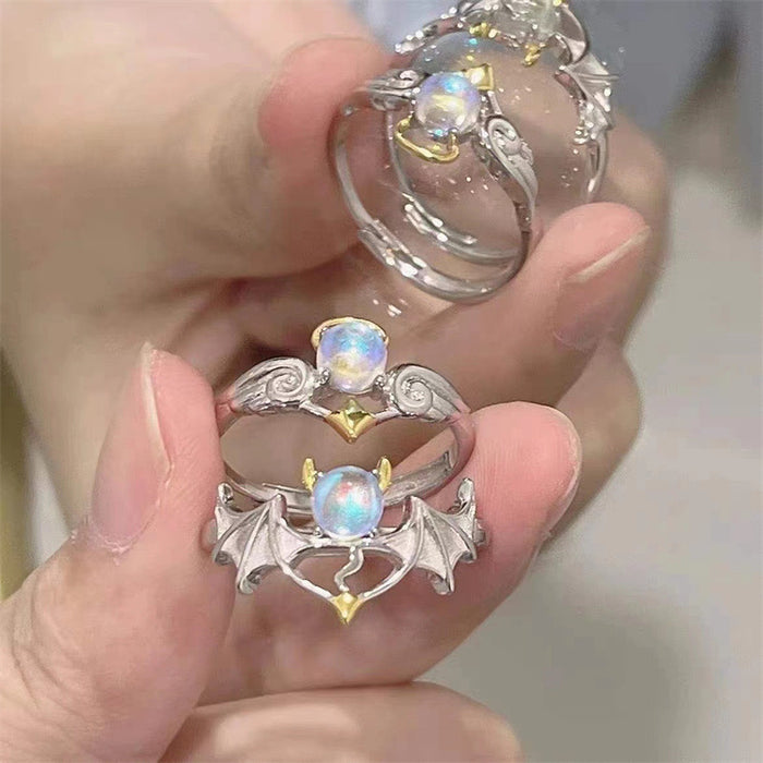 Wholesale Fashion Moonstone Ring  Opening Adjustable Couple Ring