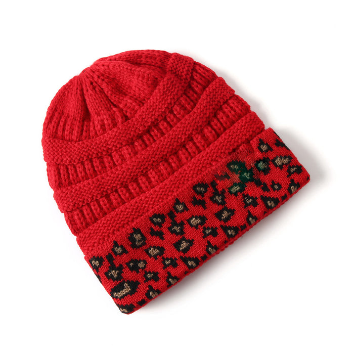 Wholesale Winter warm leopard print knitted hat