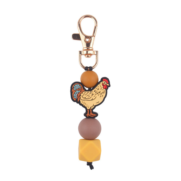 Wholesale Creative Cartoon Pendant  Silicone Beaded Keychain