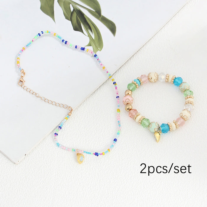 Wholesale Multi layer bead bracelet, heart-shaped pendant, colorful gift jewelry