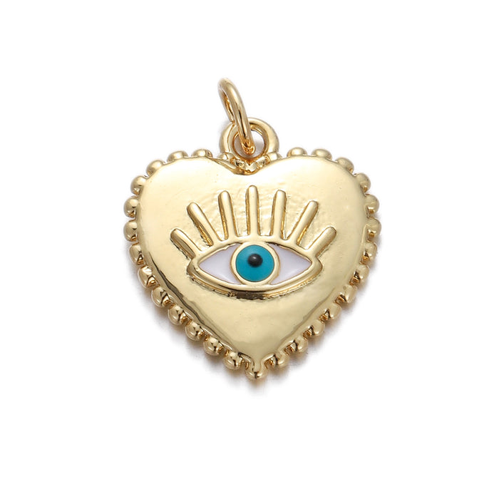 Wholesale Heart Shaped Evil Eye Earrings Necklace Diy Accessories JDC-PT-YJ007