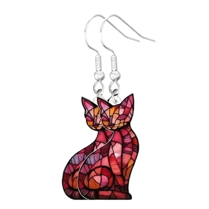Wholesale Acrylic Double-Sided Lucky Cat Earrings Trendy Fashion Accessory