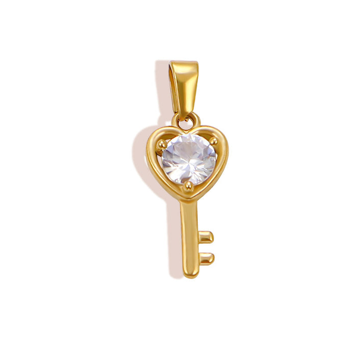 Wholesale 6pcs/set DIY diamond love four-leaf clover butterfly key geometric accessories stainless steel plated 24K gold pendant