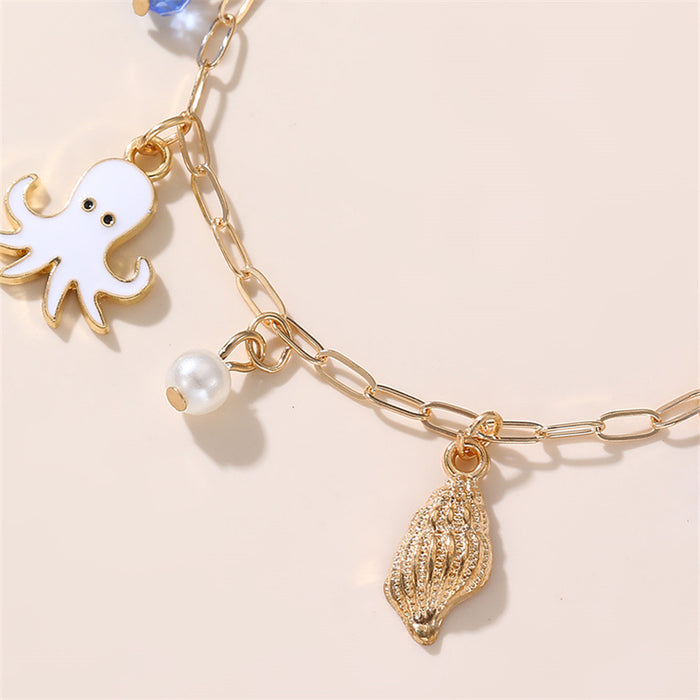 Wholesale Children's Bracelet Marine Conch Octopus Starfish Metal Pendant Hand Jewelry