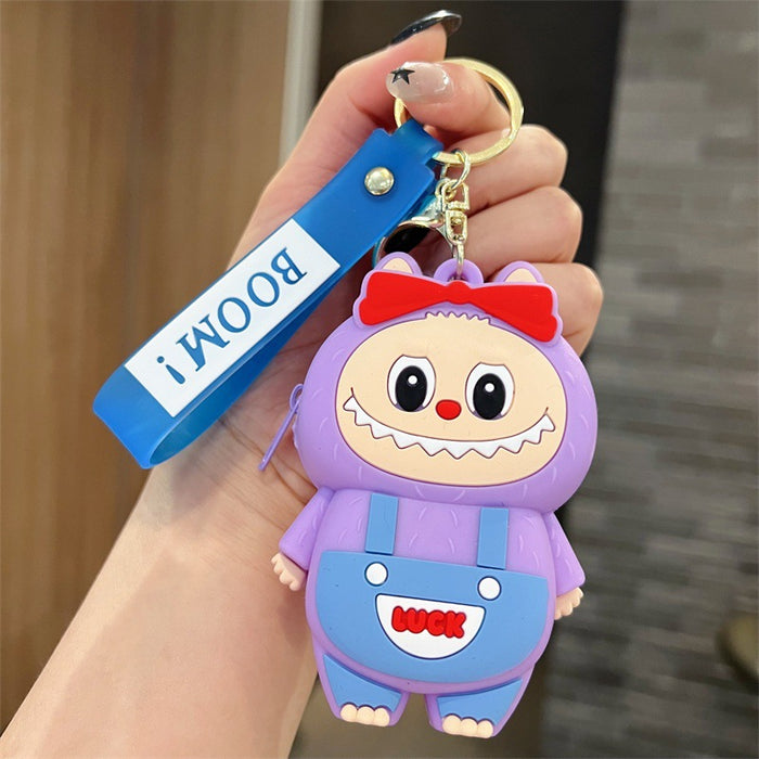 Wholesale Creative overalls-shaped cartoon character coin purse silicone keychains