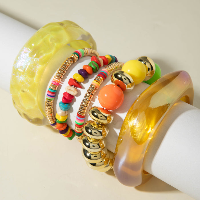 Wholesale Korean Style Acrylic Bead and Bangle Set Trendy Jewelry Accessory MOQ≥2