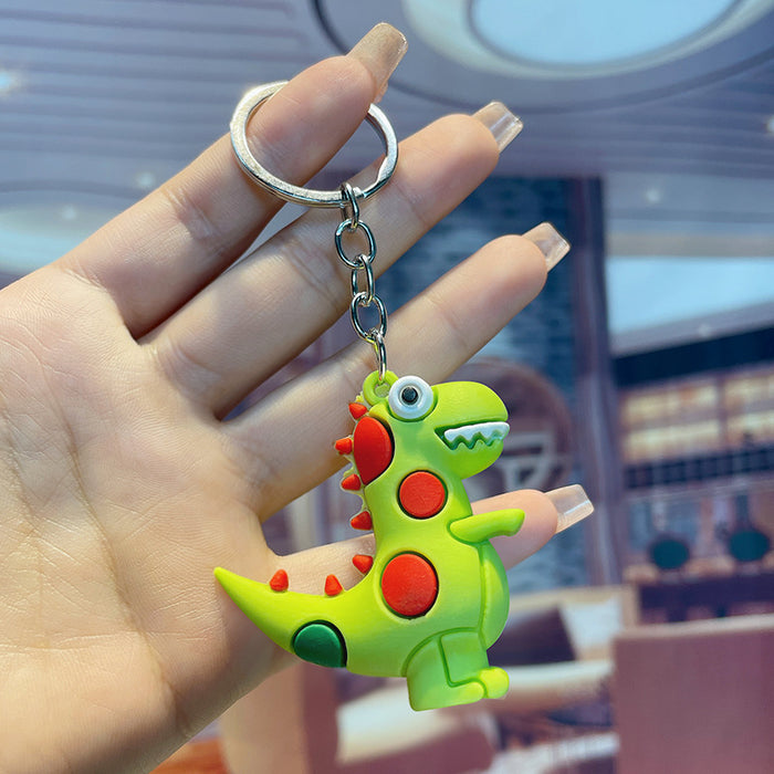 Wholesale Wholesale Creative Cute Cartoon 3D Dinosaur PVC Keychain Pendant Student Bag Mobile Pendant