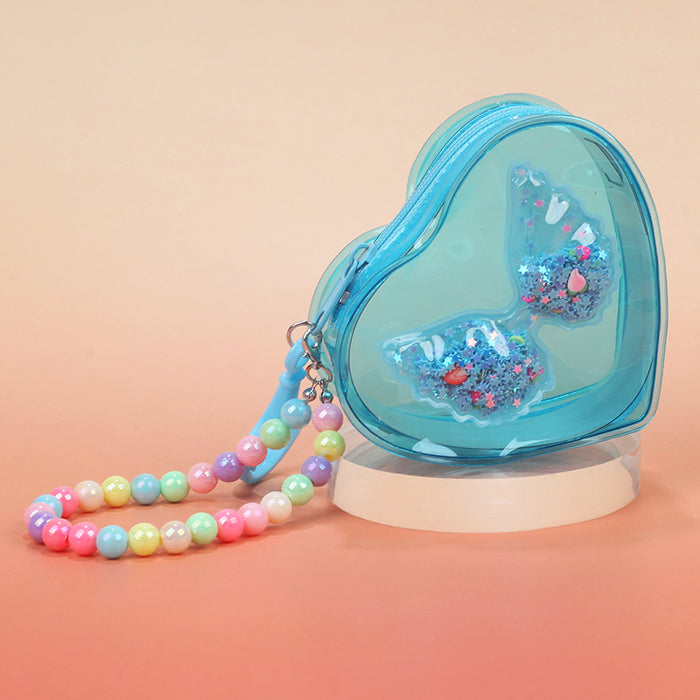 Wholesale PVC Transparent Heart Wings Coin Purse Waterproof Earphone Bag Stylish Girly Storage Pouch