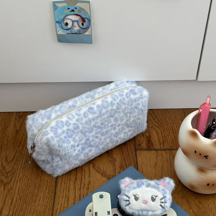 Wholesale Plush Leopard Print Pencil Bags