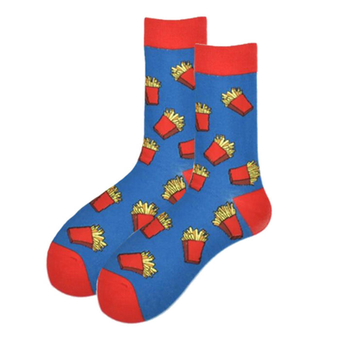 Wholesale Creative Fun Couple Socks Mid-tube Cotton Socks Hamburger Fries JDC-SK-CG022