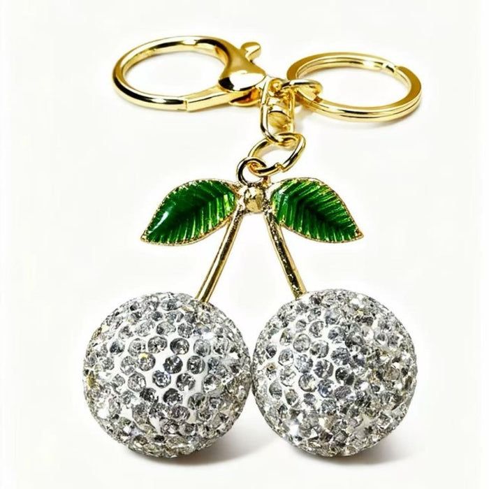 Wholesale Cute rhinestone cherry metal rhinestone keychain