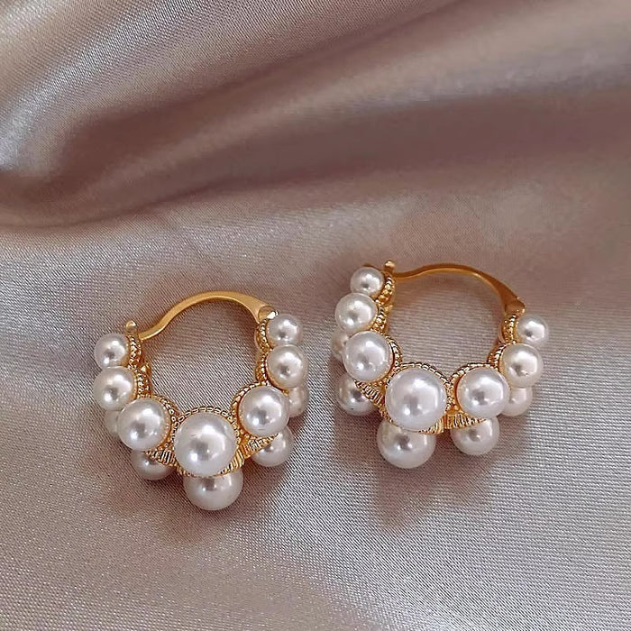 Wholesale Double-row pearl earrings ring