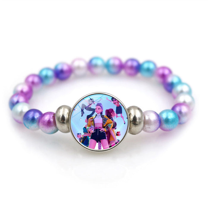 Wholesale K-POP Purple Beaded Bracelet Unisex Personality Elastic Wristband Jewelry