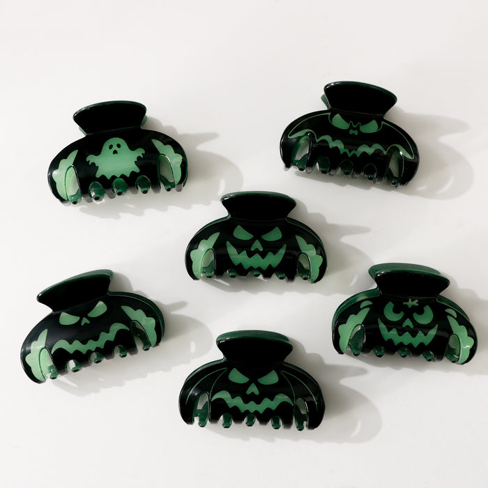 Wholesale  Glow In The Dark Acrylic Hair Claw Clip Pumpkin Face Design Women S Party Hair Accessory