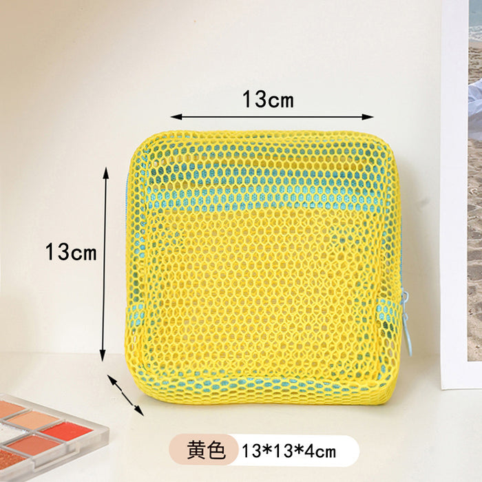 Wholesale mini coin purse large capacity mesh cosmetic bag dopamine mesh cloth lady mouth red envelope color