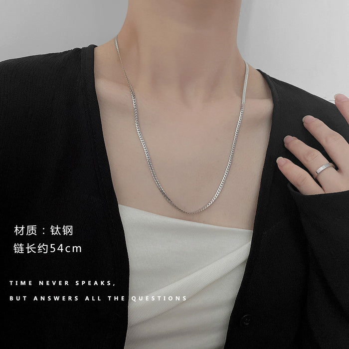 Wholesale Double layer titanium steel snake bone chain, niche silver necklace, high-end collarbone chain, versatile accessory