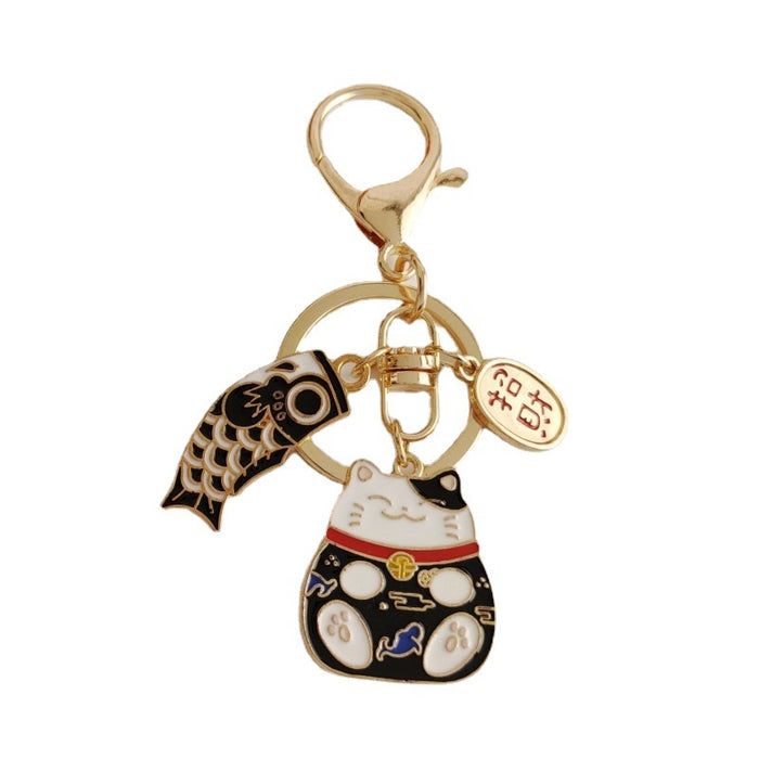 Wholesale Lucky Cat Metal Keychain Lucky Cat Lucky Key Pendant Ornament