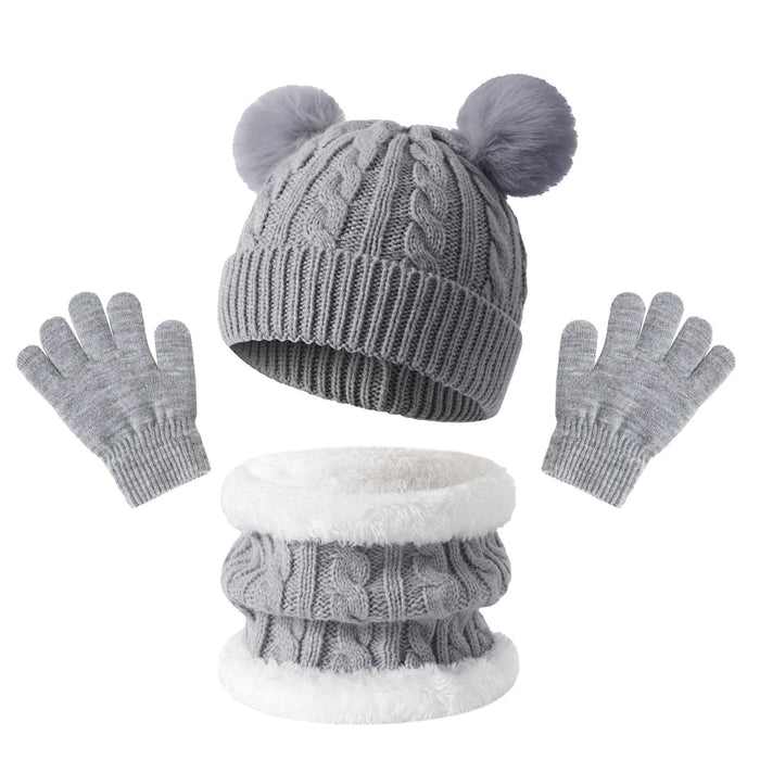 Wholesale children' s  warm thickened  winter hat neck glove  set