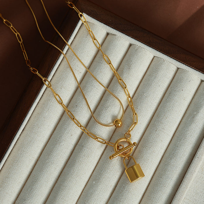 Wholesale Pendant collarbone chain double layered necklace titanium steel jewelry