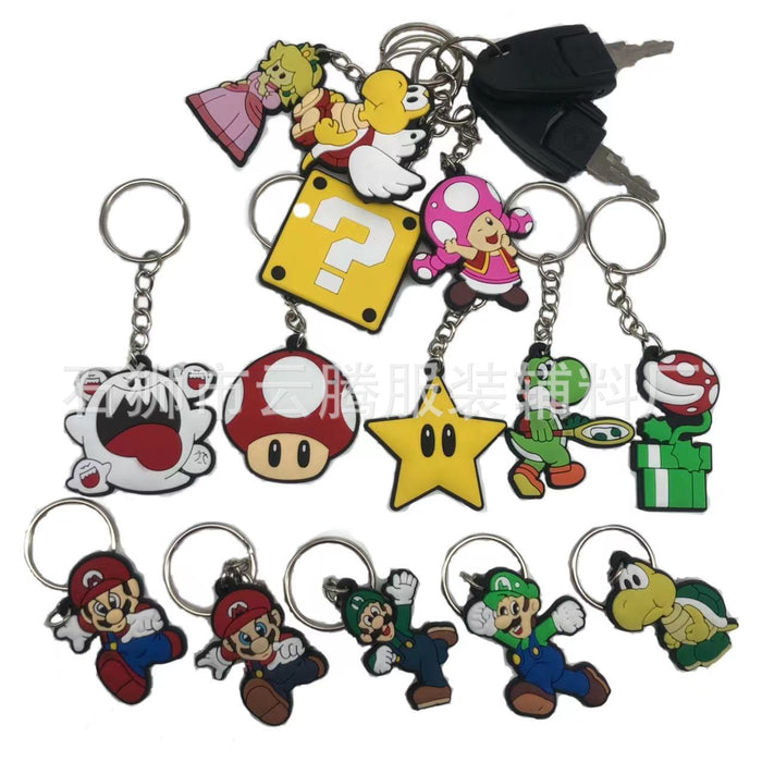 Wholesale 10pcs Cartoon Mushroom Keychain Pendant PVC Key Pendant School Bag Decoration