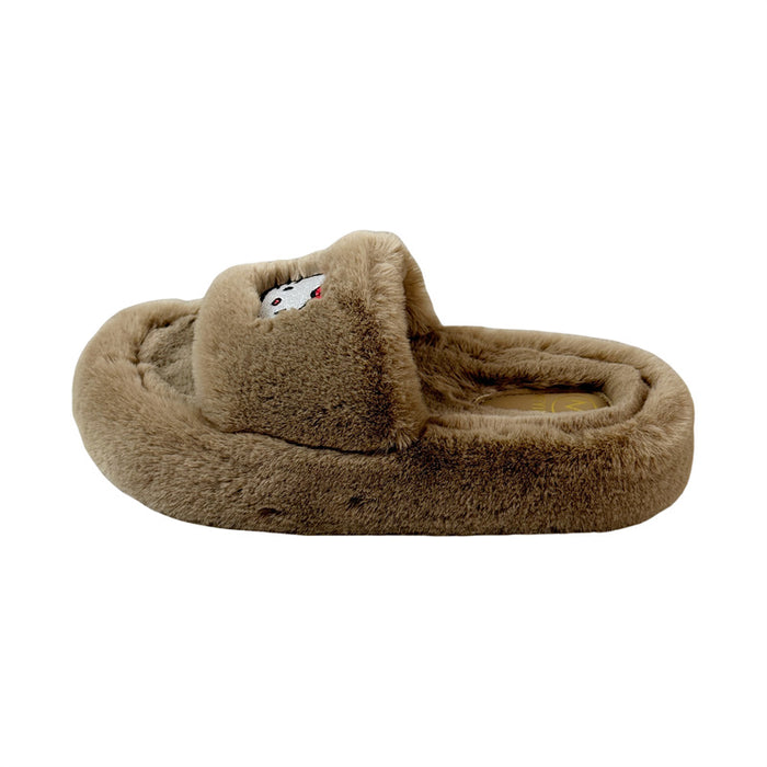 Wholesale Embroidered cat fur slippers autumn and winter cute soft sole home