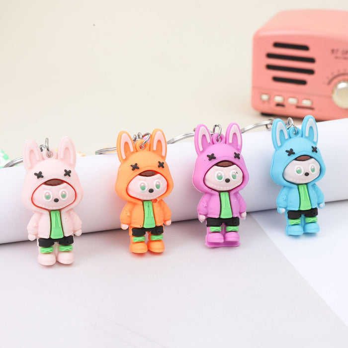 Wholesale Cute cartoon silicone keychain with cute little monster keychain for sweatshirt