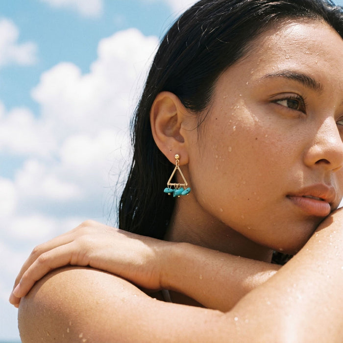 Wholesale Turquoise Geometric Hoops Trendy Design Earrings