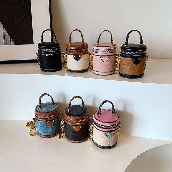 Wholesale New children's bag with contrasting colors, mini handbag, pocket money bucket bag, parent-child crossbody bag