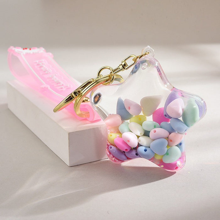 Wholesale Acrylic Oil-Filled,  Flowing Glitter Starfish Keychain