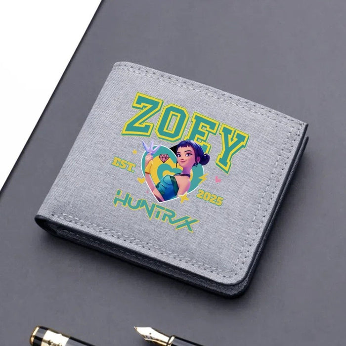 Wholesale Modern trendy ultra-thin cartoon print short canvas wallet