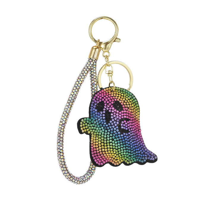 Wholesale Rhinestone Ghost Head Keychain Zinc Alloy  Gift Bag Charm Car Key Accessory
