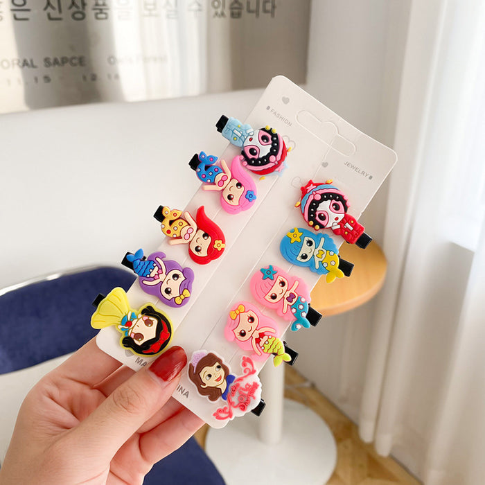 Wholesale 10 pcs soft rubber fruit-themed cute cartoon kids' hair clips