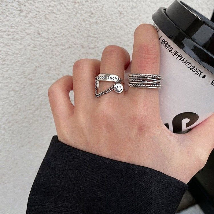 Wholesale Smiling face ring, smiling personality, niche fashion ring bracelet