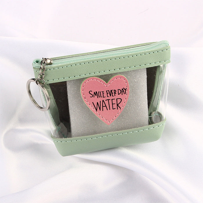 Wholesale Pink Girl's Heart Transparent Love Jelly Coin Purse Style Square Data Cable Headset Waterproof Storage Bag