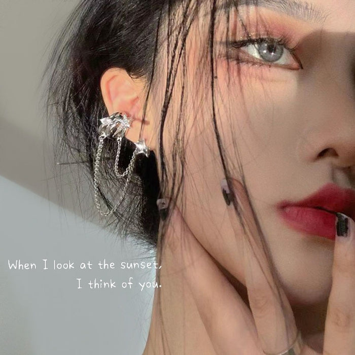 Wholesale Light luxury and agile without ear holes, butterfly pearl tassel ear bone clip, high-end earring design, earrings for women