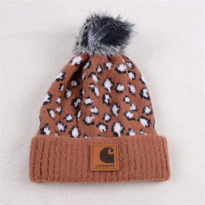 Wholesale Parent-child Leopard Print Warm Hat with Fleece (F) JDC-FH-KuT013