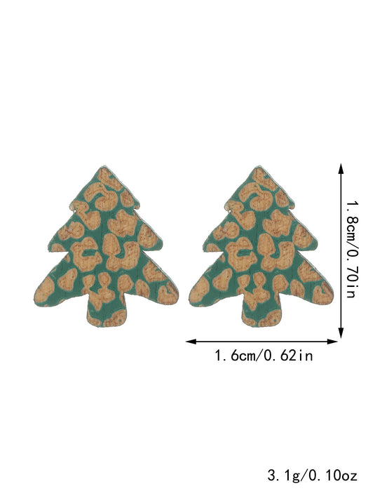 Wholesale Christmas wood carving leopard cute earrings JDC-ES-YiTian012