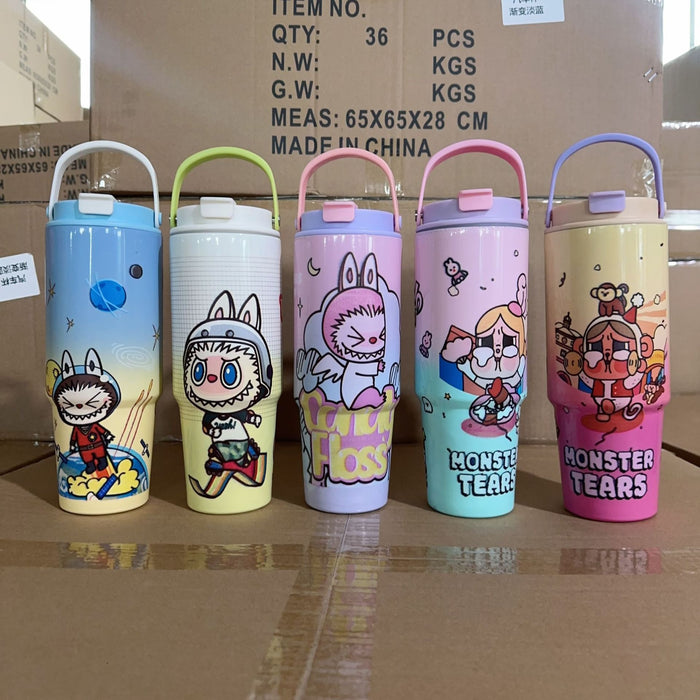 Wholesale stainless steel thermos cup cartoon animation ice cup outdoor portable car cup