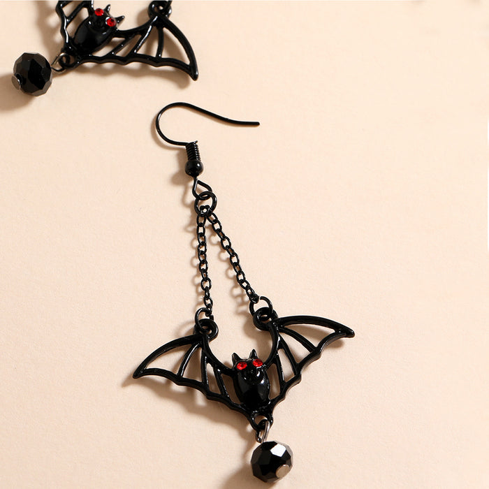 Wholesale Alloy Halloween Gothic Black Bat Earrings JDC-ES-HengX004