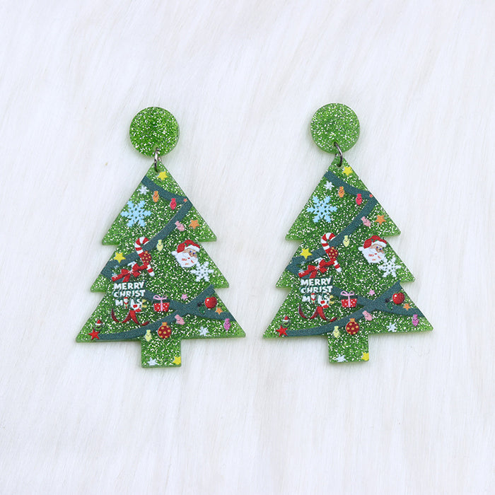 Wholesale Christmas Acrylic Earrings Five-Pointed Star Christmas Tree Personalized Earrings