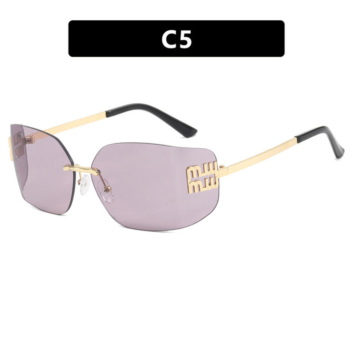 Wholesale Sunglasses curved integrated frameless cut edge sunglasses