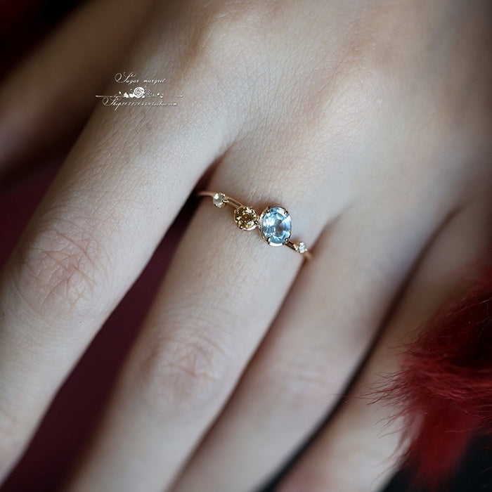 Wholesale Natural Topaz Yellow Crystal Light Luxury Versatile Ring