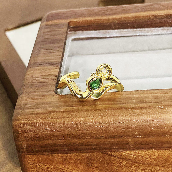 Wholesale Oil-Dropping Enamel Flower Zircon Fairy Open Ring Female Niche Unique Ring