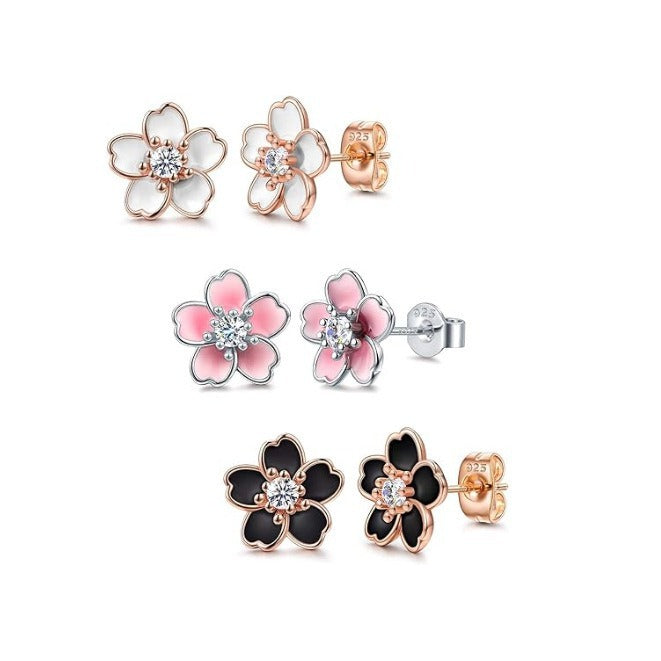 Wholesale Cute Multi-color Cherry Blossom Flower Earrings JDC-ES-Hanyi008